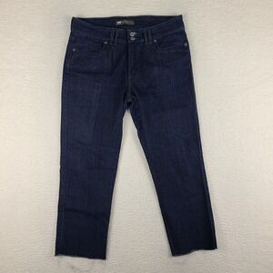 Levi's Jeans Womens 12 Blue Mid Rise Skinny Fray Dark‎ Wash Denim HEMMED